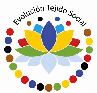 Flor de loto multicolor del logotipo de Evolución Tejido Social